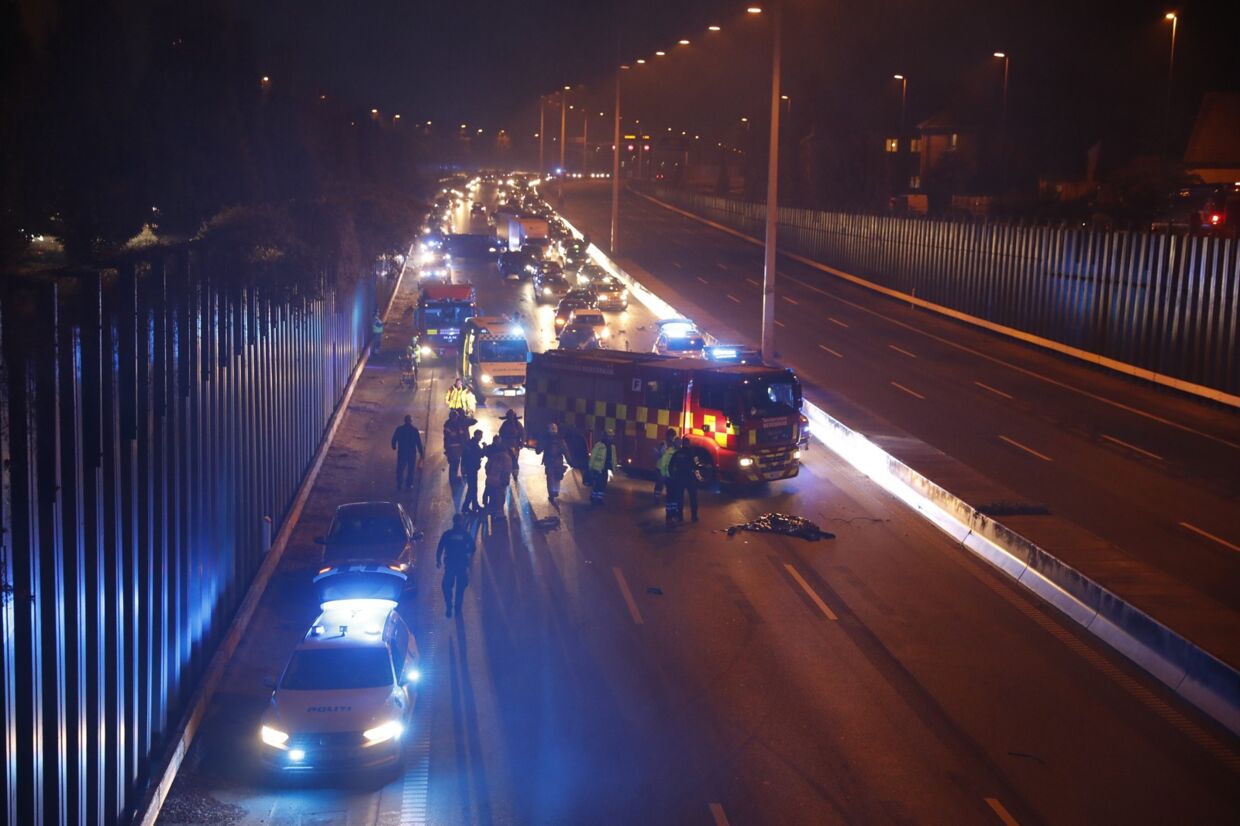 Uheld på Helsingørmotorvejen fredag aften. Foto: Henrik R. Petersen.