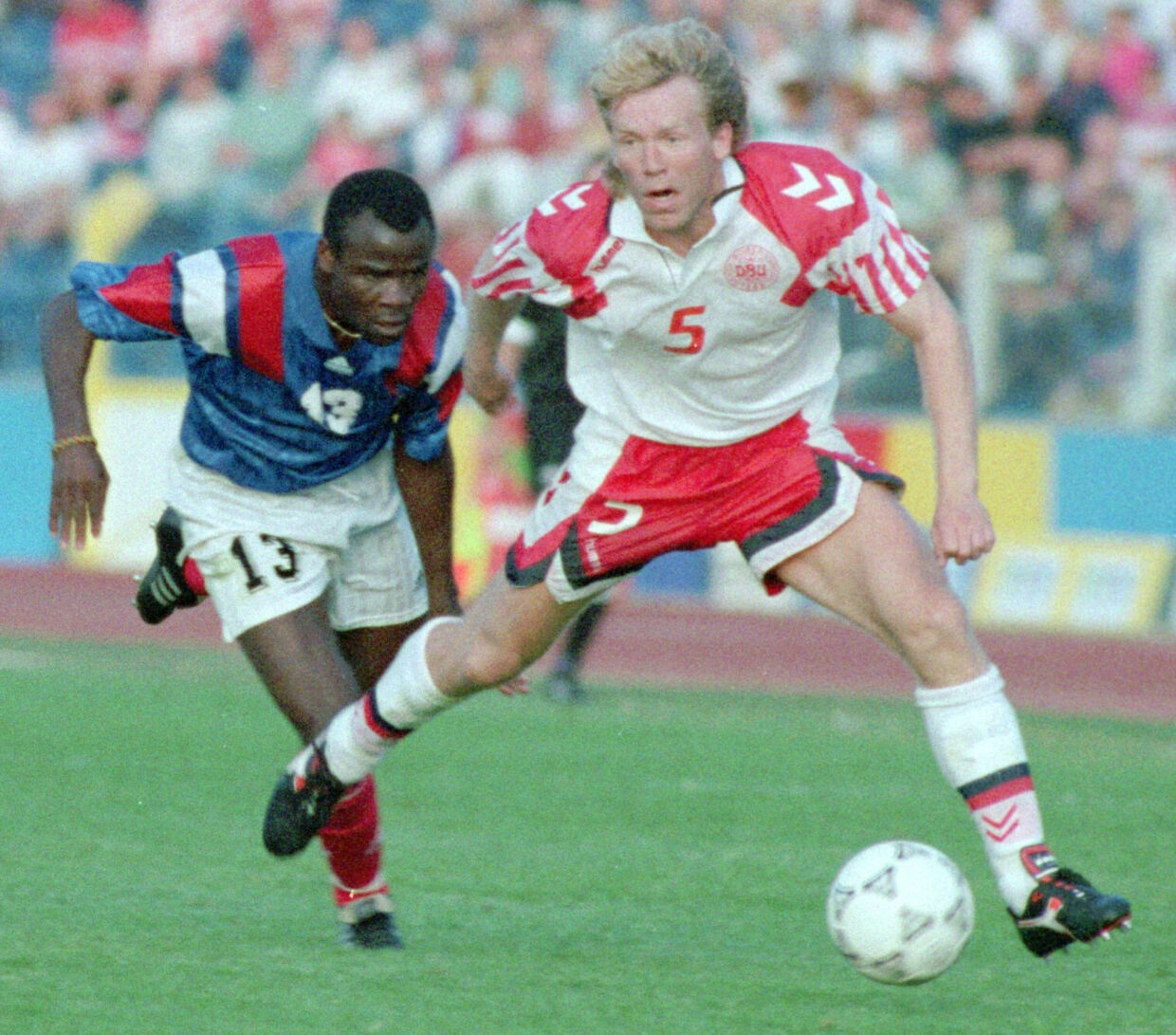 Henrik Andersen i Danmarks sidste gruppekamp under EM 17. juni 1992. Danmark slog Frankrig 2-1 på Malmö Stadion. Foto: Scanpix