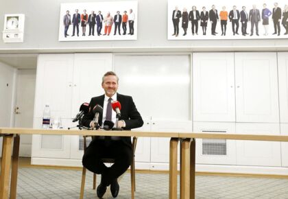 Liberal Alliancers leder Anders Samuelsen under tirsdagens pressemøde på Christiansborg angående partiets holdning til de aktuelle finanslovsforhandlingerne.